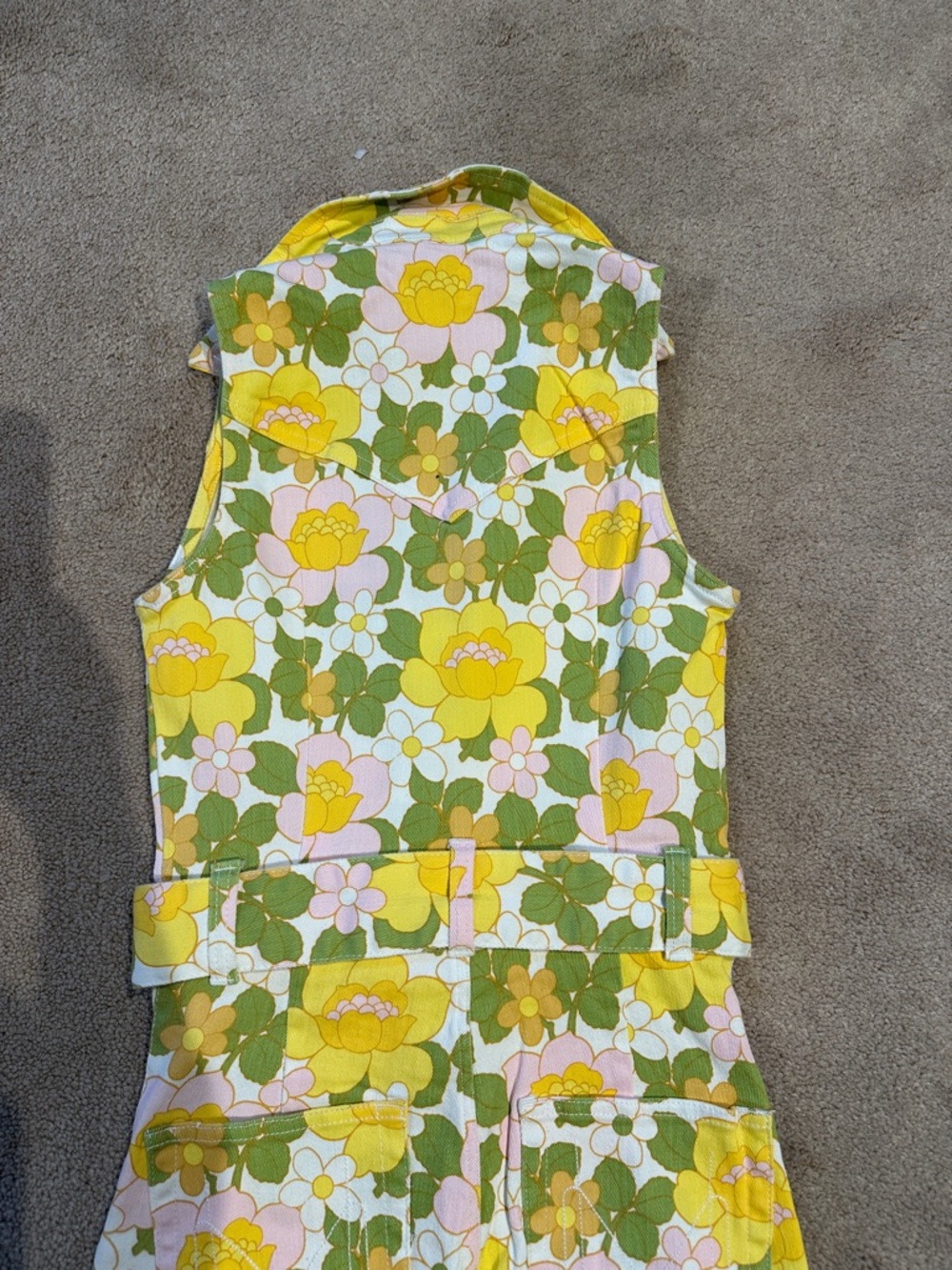 Show Me Your MuMu Yellow & Green Floral Sleeveless Belted Jumpsuit - Picture 6 of 8